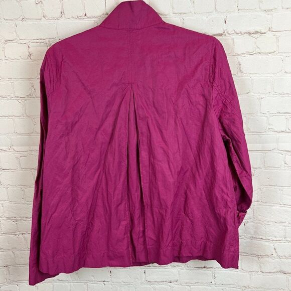 COLDWATER CREEK pink purple zipper roll tab sleeve jacket blazer rain coat 10 - Picture 7 of 8